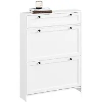 SoBuy FSR207-W slimmat skoskåp, vit, 80x19x107 cm