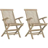 vidaXL Hopfällbara trädgårdsstolar 2 st grå 56x61x89 cm massiv teak