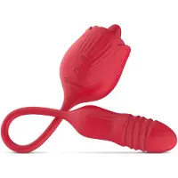 Teazers Rose - stötvibrator med tungformad klitorisstimulator (röd)