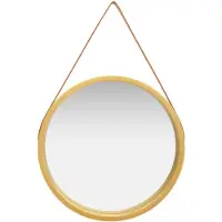 vidaXL Väggspegel med rem 60 cm guld