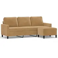 vidaXL 3-sitssoffa med fotpall brun 180 cm sammet