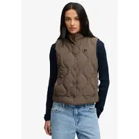 Superdry för kvinnor. W5012197A Onion Quilt Crinkle Snap väst khaki (M), Casual, Grön, Återvunnen nylon
