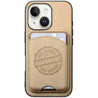 24.Se Magnetiskt mobilskal i konstläder med korthållare för iPhone 14 Plus - Khaki