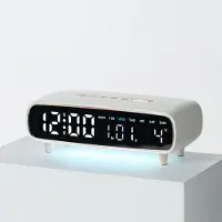 24.Se LED-väckarklocka med nattlampa och USB - Vit / Digital alarmklocka med nattljus och USB
