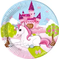 Decorata Party Papperstallrikar - 8-pack - 23 cm - Unicorn - - One Size - Tallrik