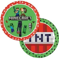 Decorata Party Papperstallrikar - 8-pack - 23 cm - Minecraft - - One Size - Tallrik