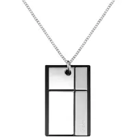 Calvin Klein Deconstructed Series Modern Tvåfärgad Hängsmycke Halsband Unisexhalsband KJ3PMP290100 Box,F,Steel & Black Dual Combo