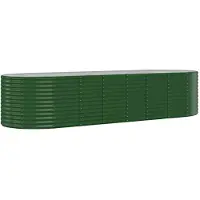 vidaXL Odlingslåda galvaniserat stål 322x100x68 cm grön