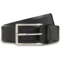 BOSS Italian-leather belt with logo-engraved gunmetal buckle