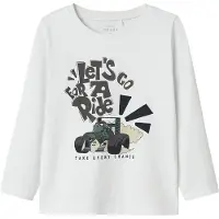 Name it Tröja - NmmVux - Bright White/Lets Go Foder A Ride - - 2 år (92) - Tröja