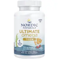 Nordic Naturals , Teen, Ultimate Omega 2X, Ålder 12+, Jordgubbs, 60 Mini Soft Gel
