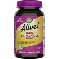 Nature'S Way Nature's Way, Alive! Hair, skin & nail gummies, strawberry flavor, 60 gummies