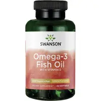 Swanson Health Omega-3 Fiskolja med D-vitamin, Citronsmak, 1 000 mg, 60 Mjukkapslar