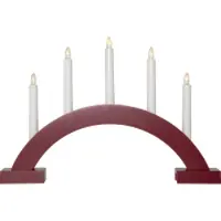 Star Trading Batteridriven ljusstake ABBE | 5-arm | trä | röd []