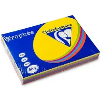 Clairefontaine 80g A3 papper | neongul/grön/orange/blå/rosa | 1708C | 500 ark [5,2kg]