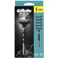 Gillette Mach3 Charcoal rakapparat + rakhuvuden 5 st