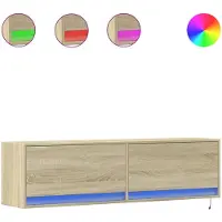 vidaXL Väggmonterad tv-bänk LED sonoma-ek 140x31x38 cm