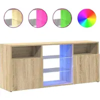 vidaXL TV-bänk med LED-belysning sonoma-ek 120x30x50 cm