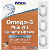 Now , Omega-3 Fiskolja Gummibitar, Passion Frukt, 36 Gummibitar