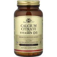 Solgar , Kalciumcitrat med Vitamin D3, 120 Tabletter