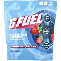 G FUEL , Hydrering + Fokus, Elektrolyt Dryck Mix med Cognizin, Strawberry Splash, 20 Stick Packs, 0.21 oz (6 g) Each