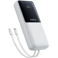 Baseus Lipow 20000mAh 22,5W powerbank med 2 inbyggda kablar + Simple USB-A–USB-C (20 cm) vit