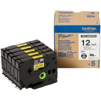 Brother HGe-631V5 | svart text - gul märkband | 12mm x 8m | 5-pack (original)