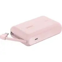 Belkin BoostCharge - Power bank - med integrerad kabel - 10000 mAh - 20 Watt - 3 A - Fast Charge - 2 utdatakontakter (USB-C) - rosa