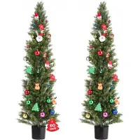 Vevor Konstgjorda Topiary Cederträd, 2 Set 1524mm Konstgjorda Tallbuskar, Konstgjorda Sidenträd Ser Verkliga Ut, Enkel Montering För Dekor Veranda Utomhus Terrass Trädgård Balkong Bakgård Inomhus Kont