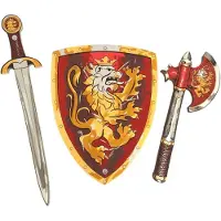 Liontouch Noble Knight skumsvärd + sköld + yxa, röd
