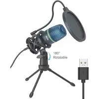 Mtk *mikrofon med brusreducering och stativ. LED-ljus med USB 2.0-kabel