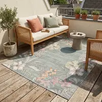 FRAAI Blommig utomhusmatta | Poppy olivgrön hos Volero | 140x200 cm | Polyester | Blommig | Rektangulär | Plattvävd