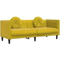 vidaXL Soffa med kuddar 3-sits gul sammet