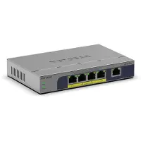 Netgear GS105PP - Switch - ohanterad - 1 x 10/100/1000 + 4 x 10/100/1000 (PoE+) - skrivbordsmodell, väggmonterbar - PoE+ (83 W)