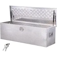 Vevor Kraftig verktygslåda i aluminium för lastbilsflak, diamantplåtsverktygslåda med sidohandtag och låsnycklar, förvaringslåda för släpvagn, pickup, husbil, 49"x15"x15"(1244,6x381x381mm), silver