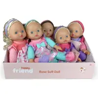 Happy Friend Rosa Mjuk Docka med Hår 30 cm 6 varianter Display