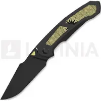Kizer Cutlery Feweed XL S90V fällkniv, Black Titanium & Gold Aluminum, Matte DLC Ultra