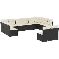 vidaXL Loungegrupp med dynor 12 delar svart konstrotting