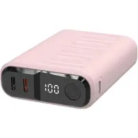 RealPower PB-10000 C Powerbank 10000 mAh Power Delivery USB-C kontakt (Power Delivery) Ganmmalrosa Statusindikering