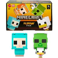 Mattel Minecraft Flippin Figs 2-Pack Action Figures, Får & Kyckling, 3.75-tum, Stora Huvuden