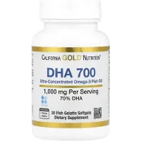 California Gold Nutrition , DHA 700 Fiskolja, Ultra-Koncentrerad, 1 000 mg, 30 Fisk Gelatin Softgels