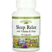 Natural Factors , Herbal Factors, Sovaltning med Valerian & Hops, 90 Kapslar