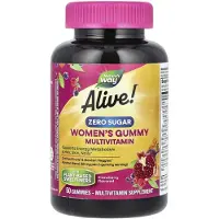 Nature'S Way , Alive! Kvinnors gummi multivitamin, Noll socker, Jordgubbe, 50 gummi