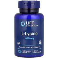 Life Extension , L-Lysin, 620 mg, 100 Vegetariska Capsuler