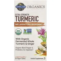 Elämän puutarha,Garden of Life , Organics, Extra Strength Turmeric, Inflammatorisk Respons, 60 Vegan Tabletter