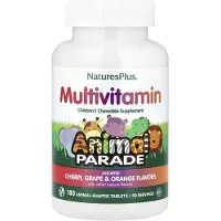 NaturesPlus , Animal Parade, Barnets Tuggbara Multivitamin, Ceris, Drakfrukt & Apelsin, 180 Djurformade Tabletter