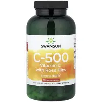 Swanson Health , C-500, Vitamin C med Roshjärtor, 500 mg, 400 kapslar