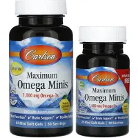Carlson Labs , Maximum Omega Minis, Naturlig Citron, 80 Mini mjuka kapslar (500 mg per Soft Gel)
