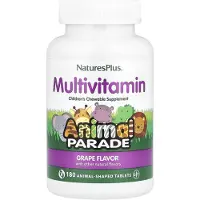 NaturesPlus - Source of Life, Tuggbar Multivitamin- och Mineraltillskott för Barn, Vindruva, 180 Djurformade Tabletter
