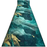 Rugsx Löpare anti-halk LOTUS SHADOWS 37750 Abstraktion grön / guld tvättmatta 60cm 60x300 cm